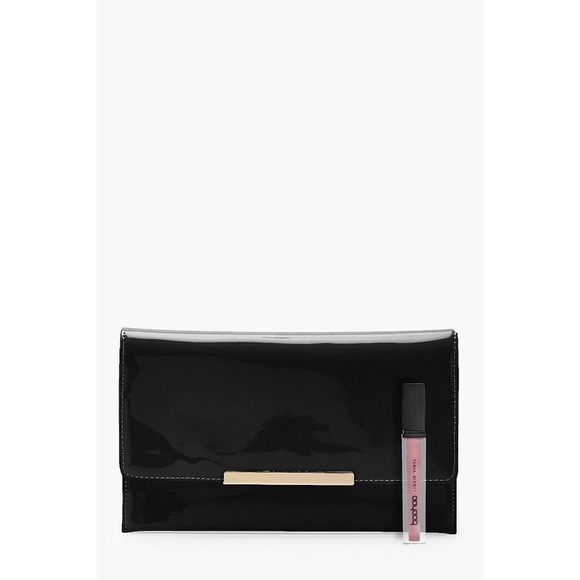 NWOT Black Patent Envelope Clutch - Picture 4 of 5